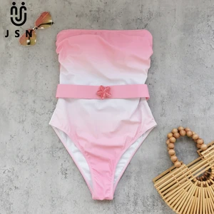 JSN 2026 Customized Gradient Color Bandeau One Piece Bikini for Lady Women's Sexy Backless High Cut Swimsuit Swimwear&beachwear
