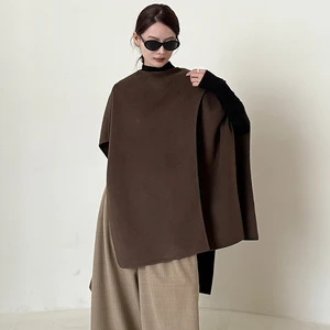 Wool Double Sided  Cape Shawl Woolen Coat for Women Autumn and Winter Minimalist Style High-end Wool Top