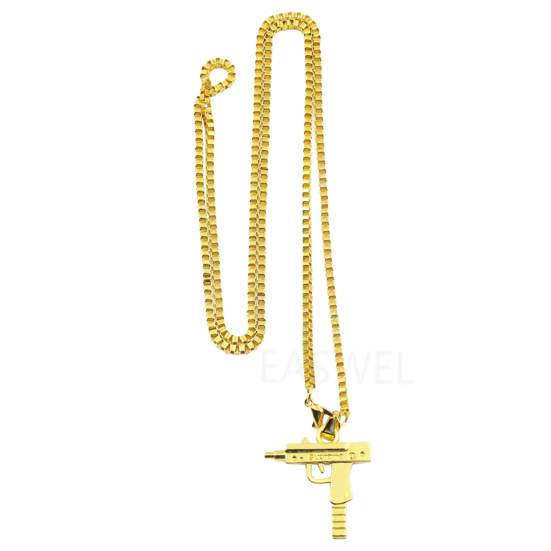 Hip Hop Jewelry Alloy Machine Gun Necklace Small Pistol Pendant Necklace