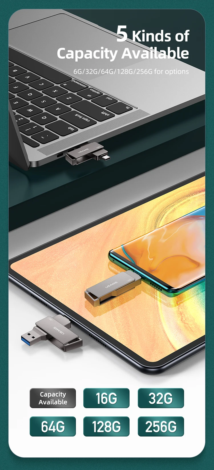 USAMS 32G Type-C USB3.0 Rotatable High Speed usb stick Flash Drive - ANKUX.COM