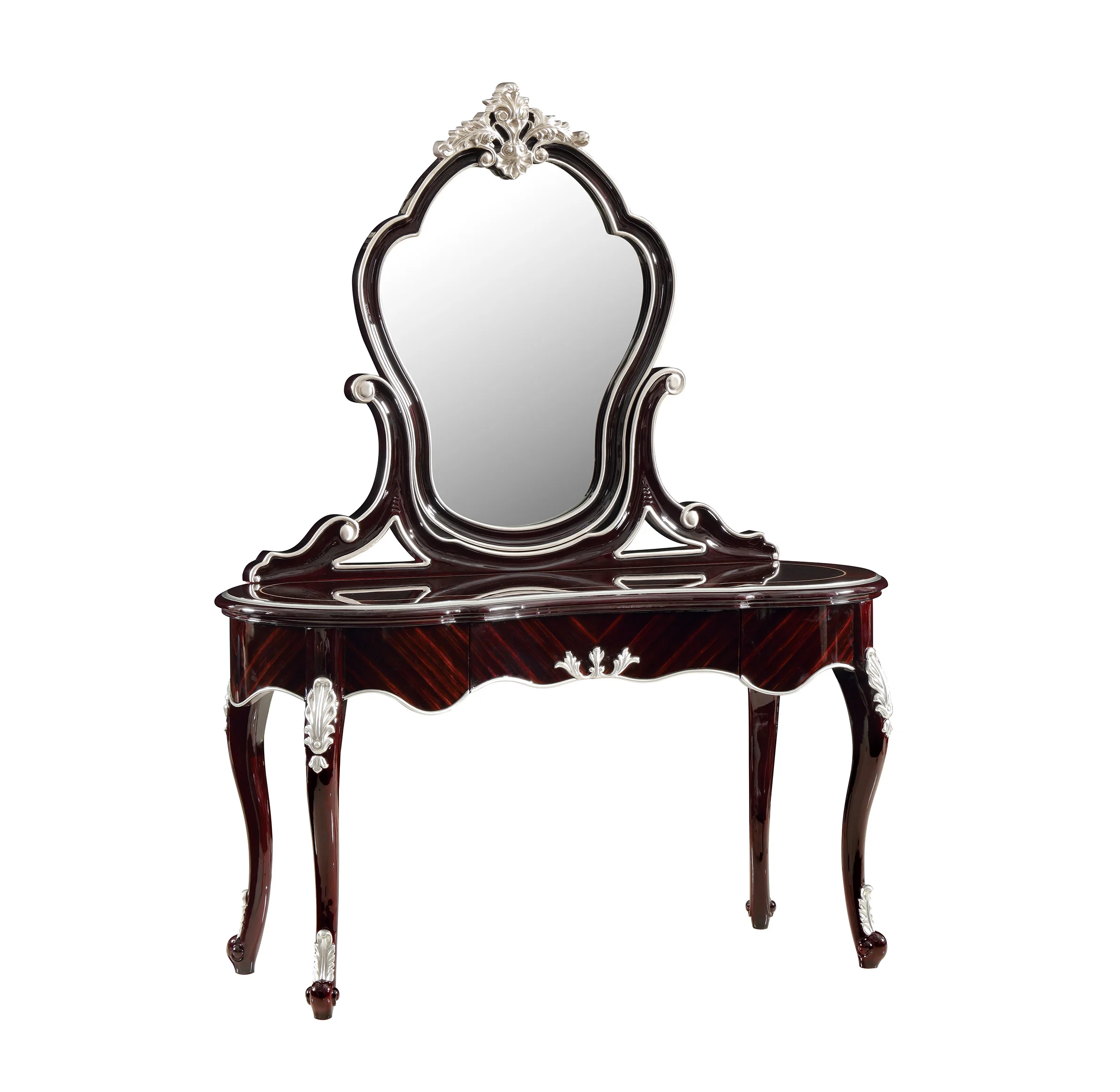 Neo Classic French Style Hand Carved Wooden Mirror Used Bedroom Dresser