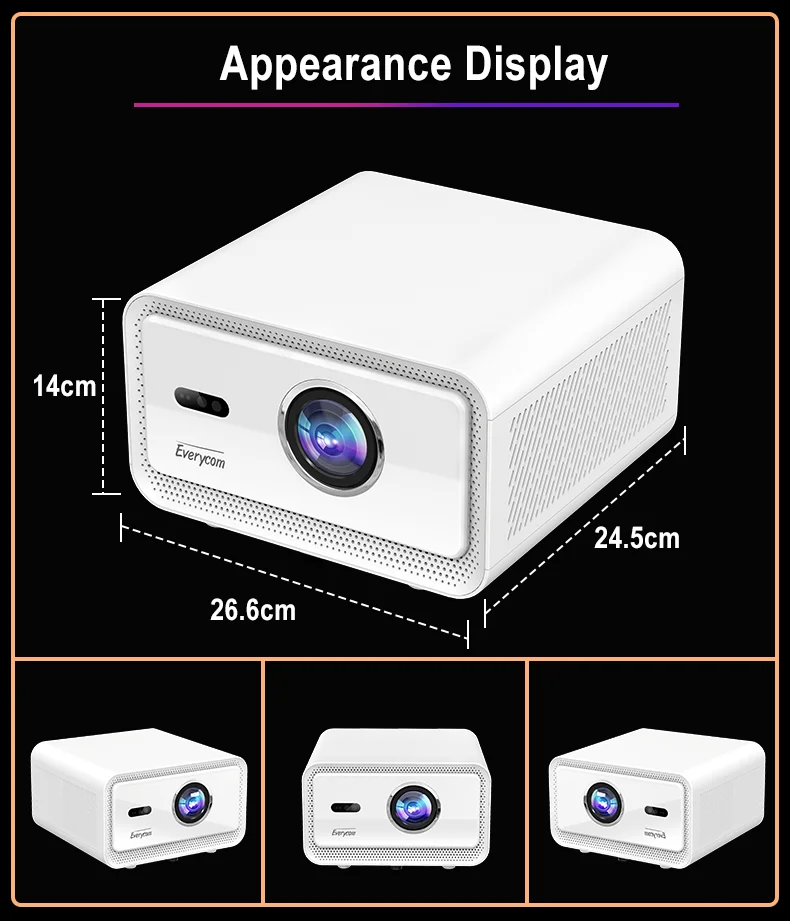 1500 ANSI 4K Mini Portable WiFi Projector - Everycom Cubelite