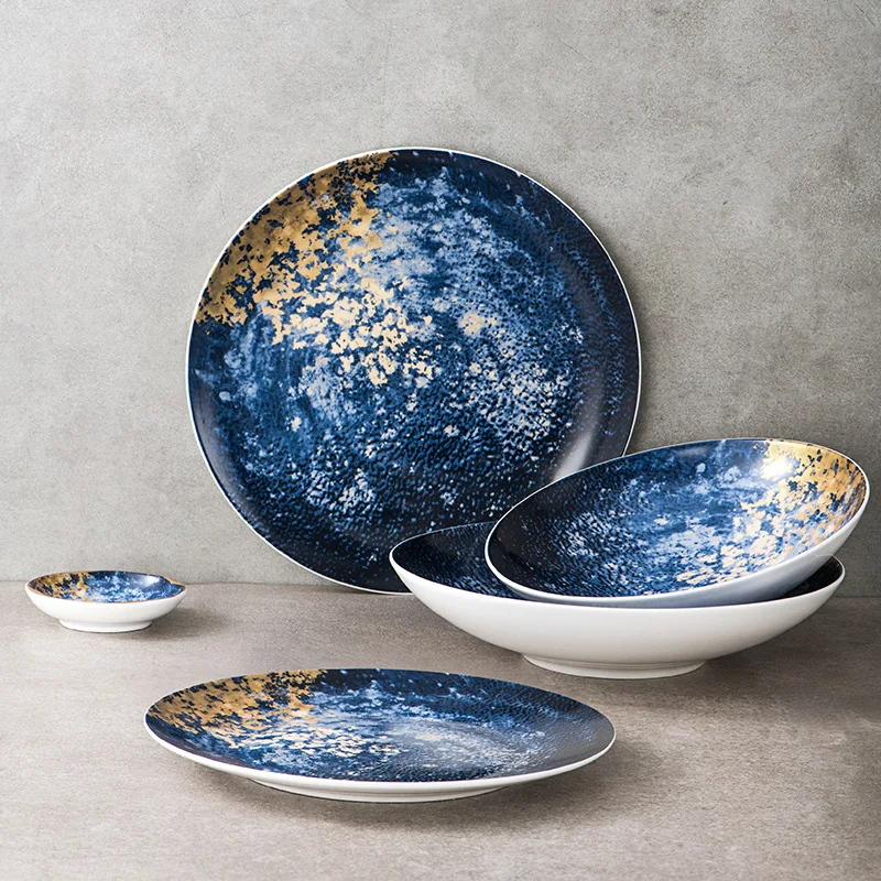 Nordic Speckled Dinner Plate Vajlla Restaurant Porcelain Platter Stein Teller Vaiselle Assiette Porcelaine Dish & Plate