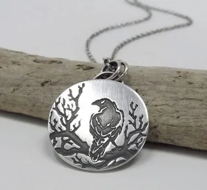 Fashionable Minimalist Unisex Pendant Necklace Tree and Bird Enamel Necklace 925 Silver Necklace Custom
