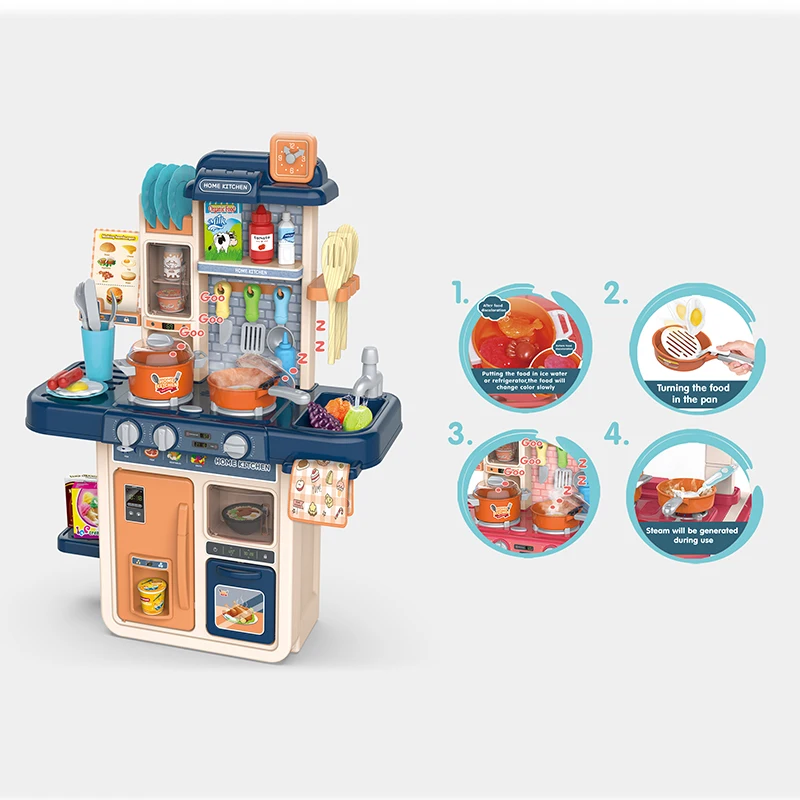 Simulation Educational Cooking Plastic Happy Kitchen Toys Cooking Kid Pretend Play Baby Kitchen Set Toy With Real Sound  Light