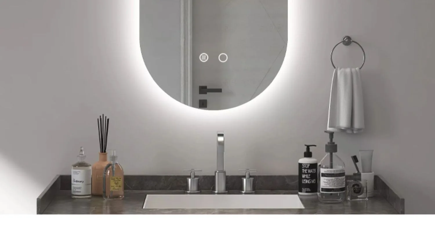 New touch screen electronic intelligent led mirror bathroom oval wall-mounted hotel cosmetic mirror smart manufacture