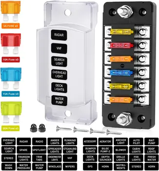 Scatola Relè Fusibile Per Auto Da 12 V, Blocco Universale Per Auto E Camion Supporto A 10 Slot Supporto Atcato Da 15 87417443