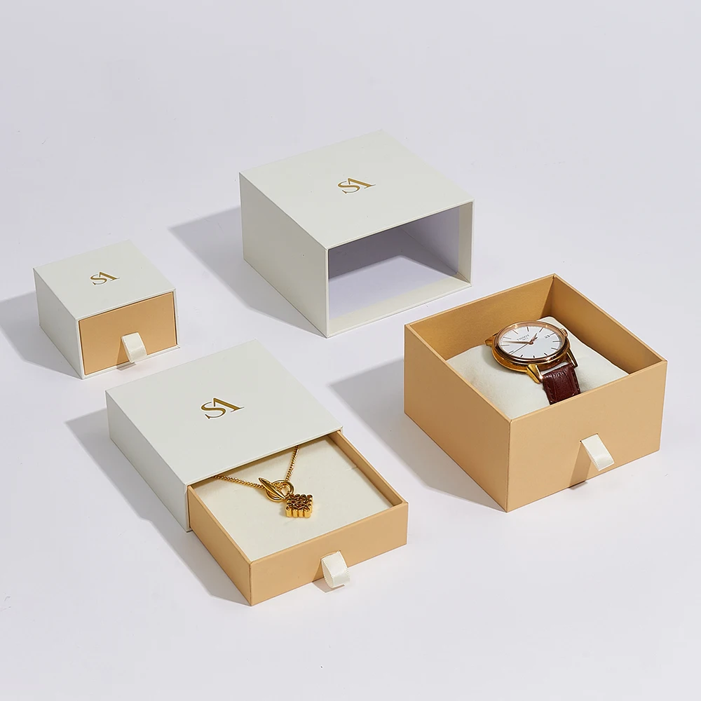 Custom Logo Printed Gift Packaging Paper Drawer Jewelry Packaging Boxes ...