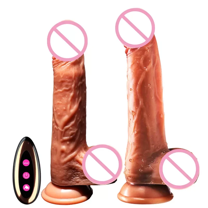USB Remote Control Realistic Dildo Vibrator Silicone Big Artificial Penis Telescopic Thrusting Dildo Adult Sex Toy for Woman Bed
