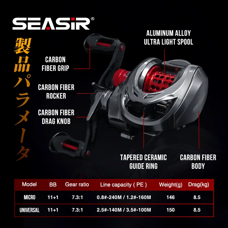 Seasir Mansory 146g 超軽量カーボンファイバー ベイトキャスティング