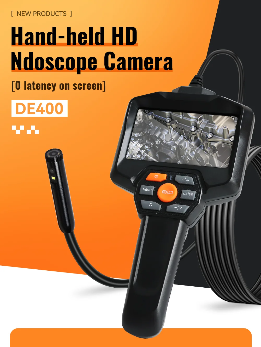 Portable Mini 4.3 Inch Screen Borescope Waterproof Camera 4k 1080p