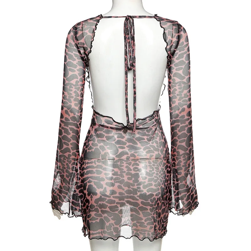 New Design Backless Leopard Print Midi Loose Dress Women Sexy Party Clubwear Casual Dresses New Design Backless Leopard Print Midi Loose Dress Women Sexy Party Clubwear Casual Dresses