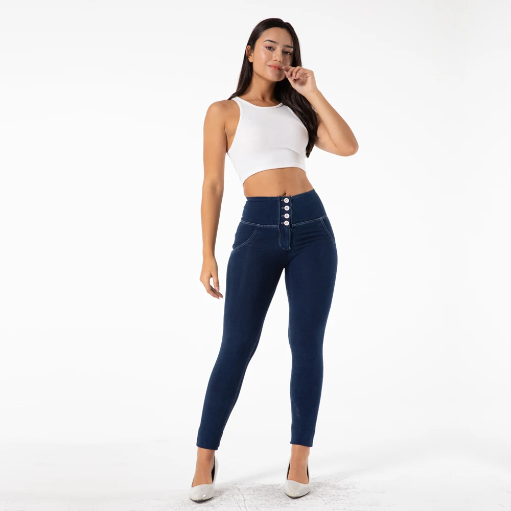 Shascullfites Blue Jeans Butt Lifting Skinny Zipper Fly Denim Jeggings For  Women