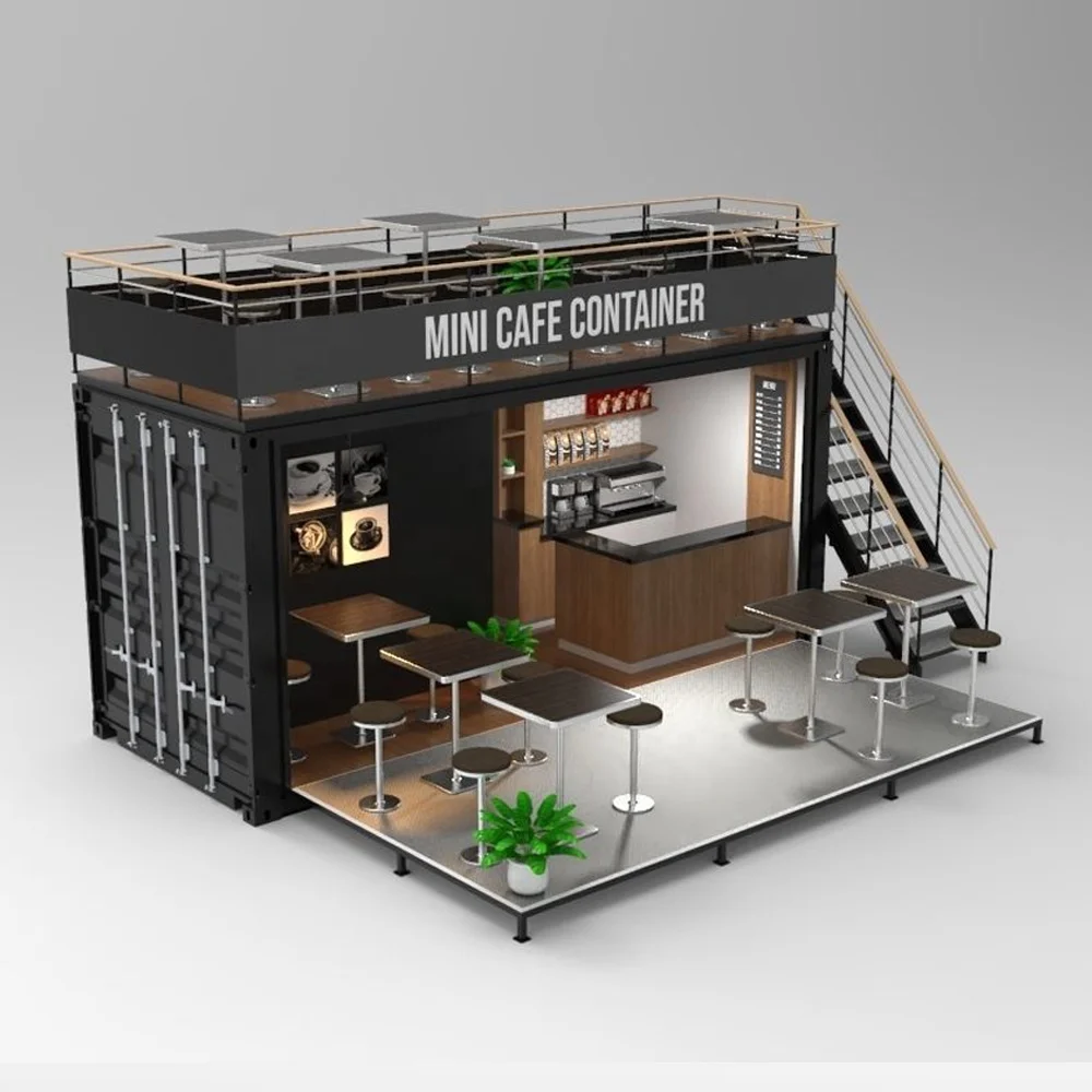 Prefabricated Foldable Cafe Container Coffee Shop 20FT Container Restaurant Luxury Shipping Container Bar
