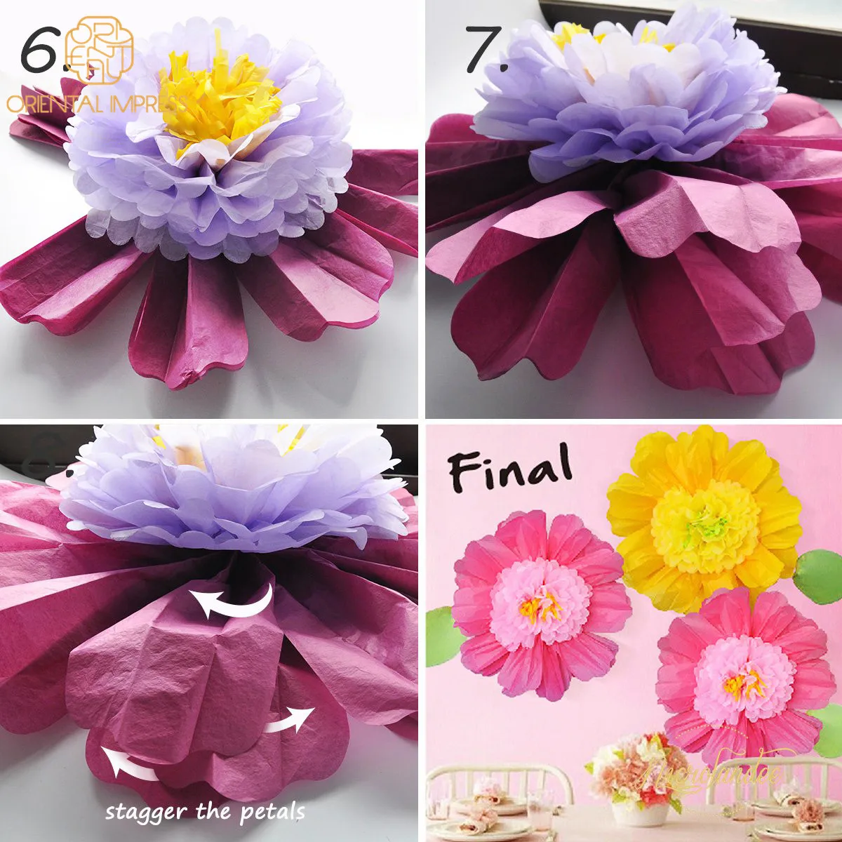 Extra Large Tissue Flowers Backdrop Birthday Wedding Party Paper Flower ...