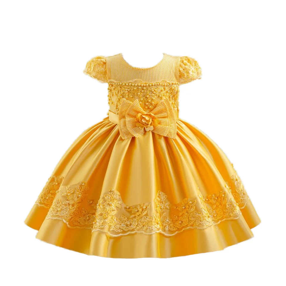 European Style Princess Flower Girl Party Dress Cap Sleeve Baby Girl  Birthday Dresses Rose Sequin Kid Girl Summer Dress for 3Y