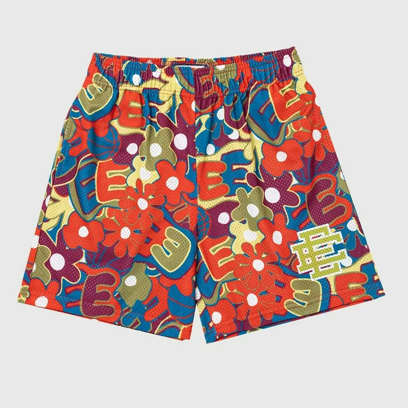 Summer Breathable Mesh Oversized Men Shorts Custom Printed Graphic Casual Fiess Beach Shorts411_voghion.com