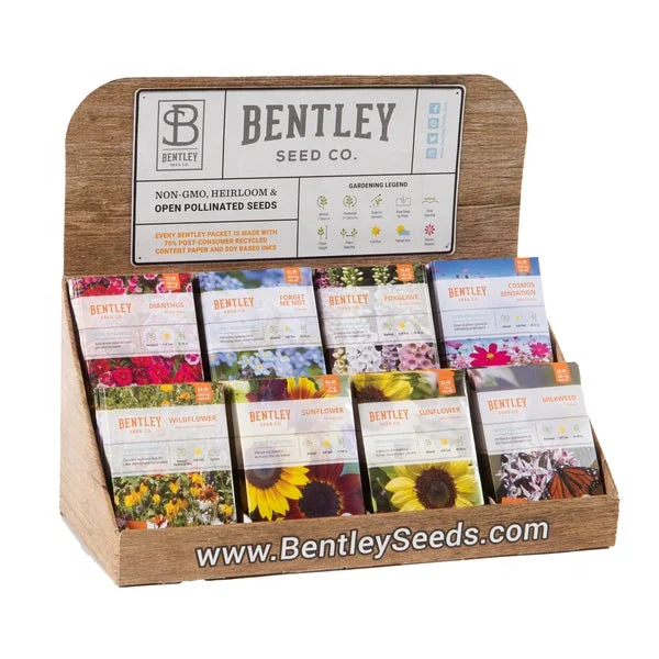 Custom Corrugated Cardboard Vegetable Seed Packet Display Racks Countertop Style Display Stand