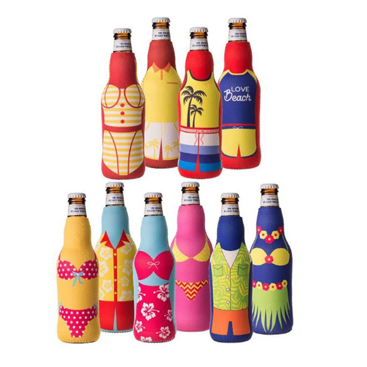 Custom Logo Beer Bottle Cooler Sleeve Neoprene Insulated Beer Bottle Sleeve With Zipper