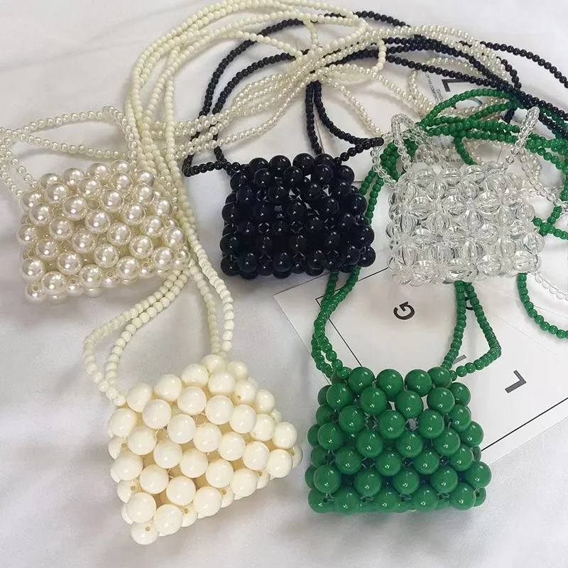 Handmade Pearl Beaded Mini Bags Women Handbags Hollow Out Evening Pearl Bag