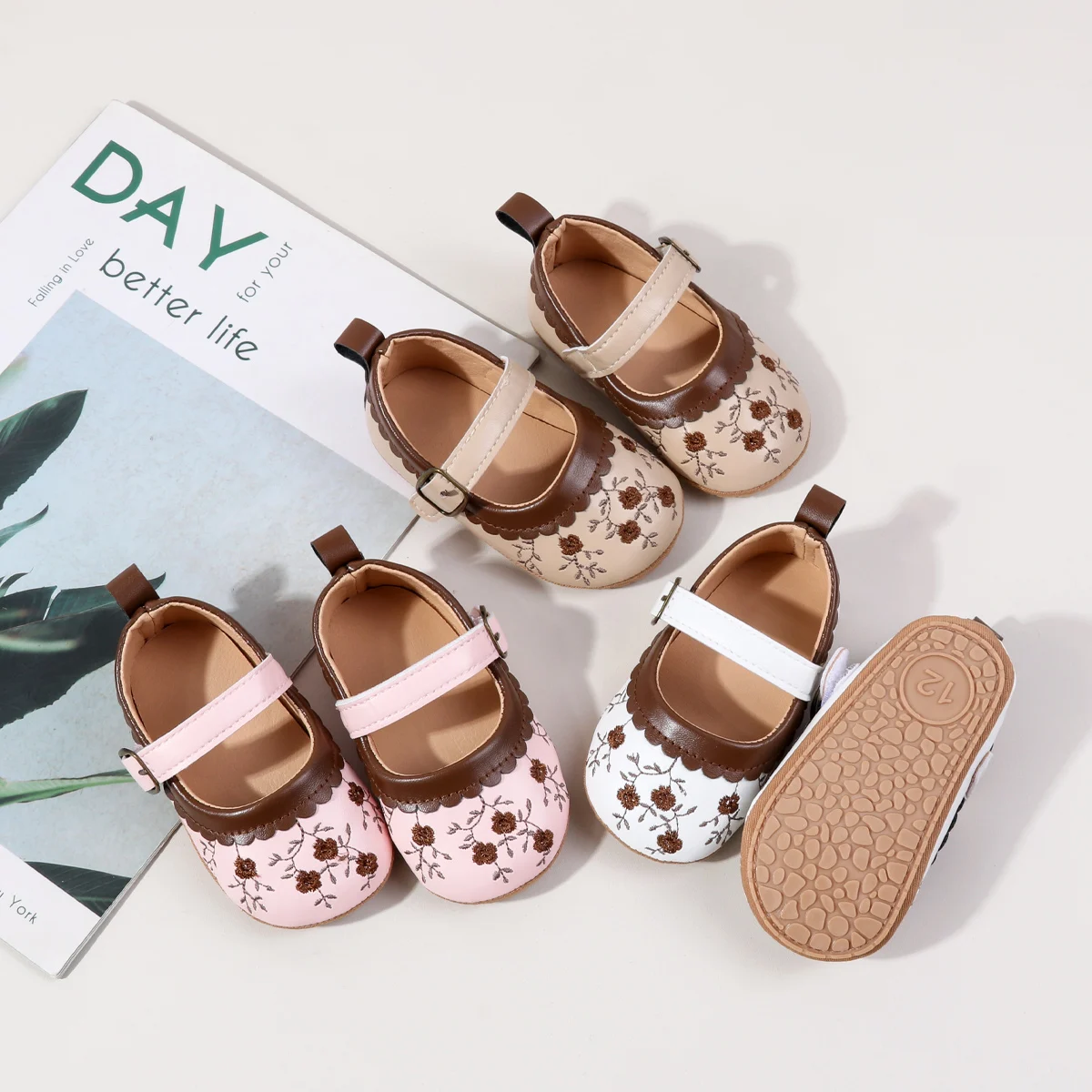 Unique Flower Embroidery Design PU Material Toddler Baby Shoes for Girls supplier