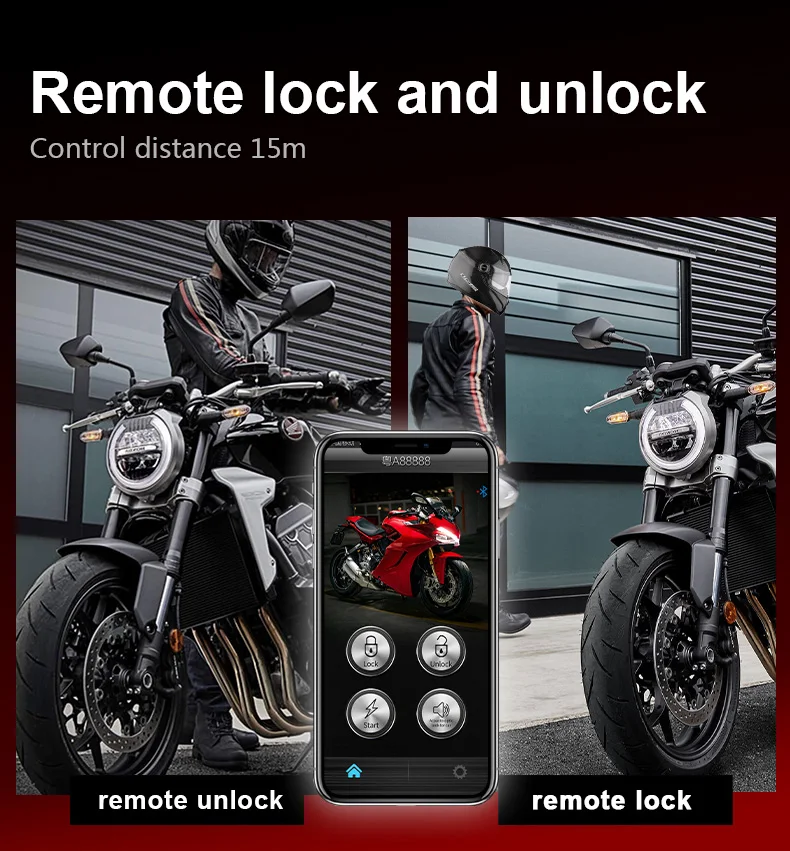 Remote Engine Start Control with SPY BT APP Safeguard Motorcycle Alarm System with Mobile Phone Connectivity
