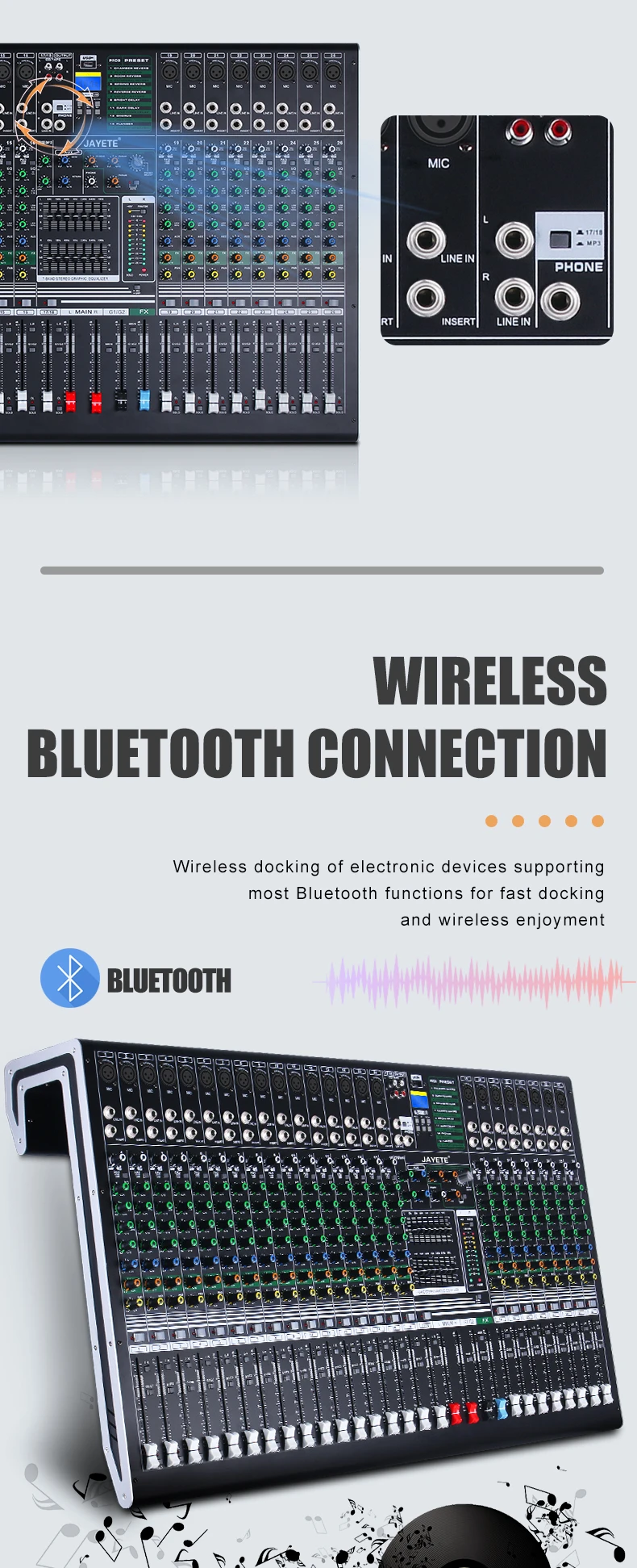 Professional Dj Mixer Console Audio 26 Channel Multipurpose Digital 16