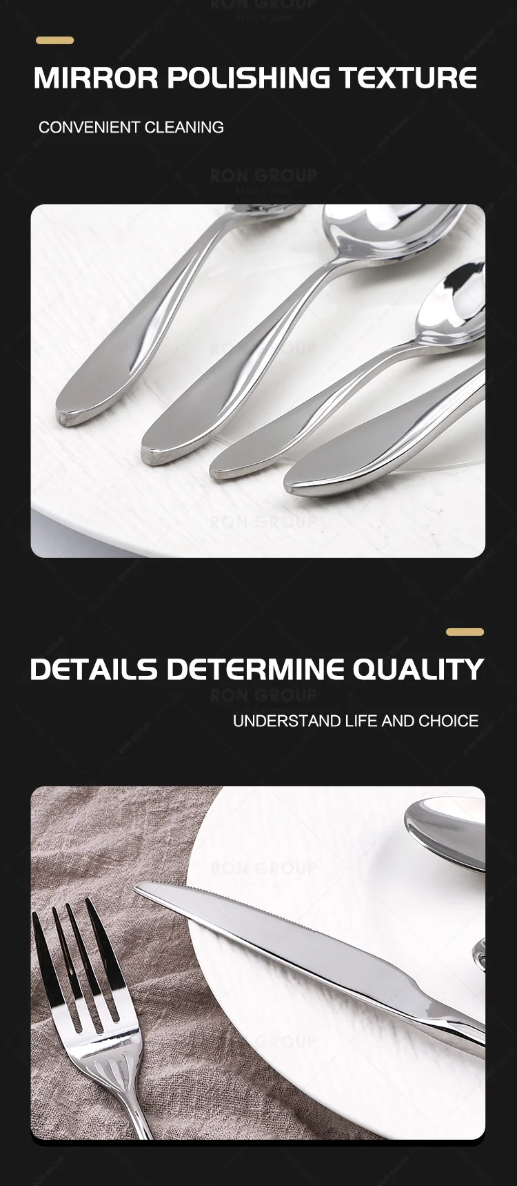 Elegance modern design restaurant flatware for wedding silverware food safe spoons forks knives stainless steel cutlery set