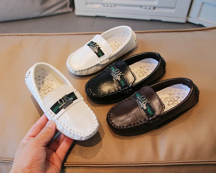 2023 Spring and Autumn New Children Shoes Black Fashion Bean Shoes Boys Soft Sole Black Single Shoes