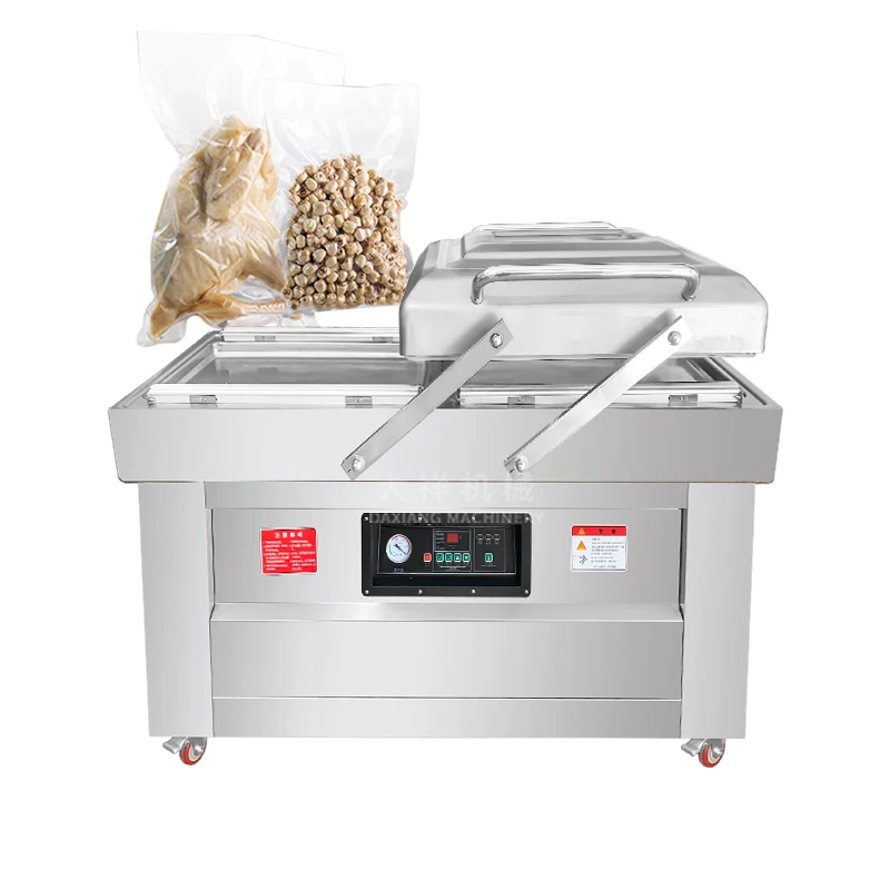 DZ-500-2SB High Productivity Food Grade Custom Fresh Meat Fish Grain Double Chamber Vacuum Packing Machine