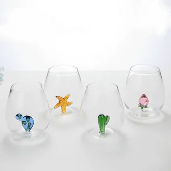 56H 3D Creative Three-dimensional Animal Shaped Glass Water Cupfor Home Use Creative Borosilicate Glass Drinking Mug Cups