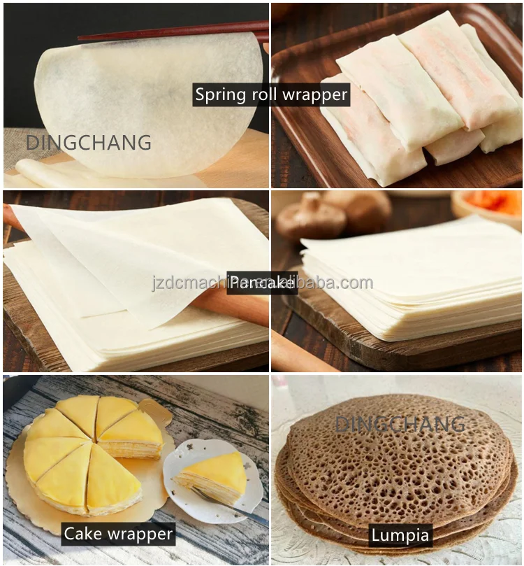 Full Automatic Flour Pancake Machine Home Samosa Sheet Making Machine Lumpia Skin Spring Roll Wrapper Machine With Gas Heating