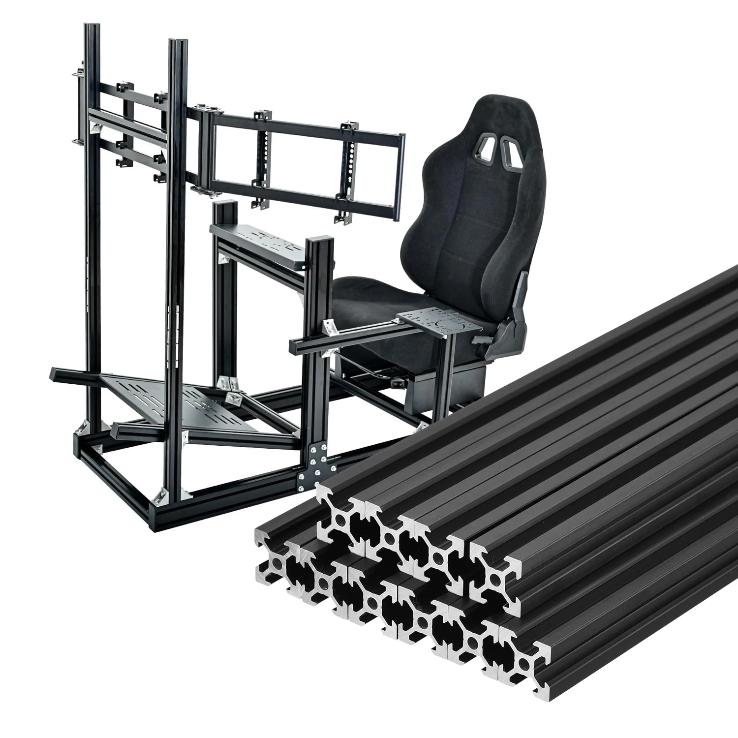 Manufacture OEM Aluminum Profile Racing Seat Gaming Chair Simulator Cockpit Black Color  Cockpit Drive Car Race Simulator