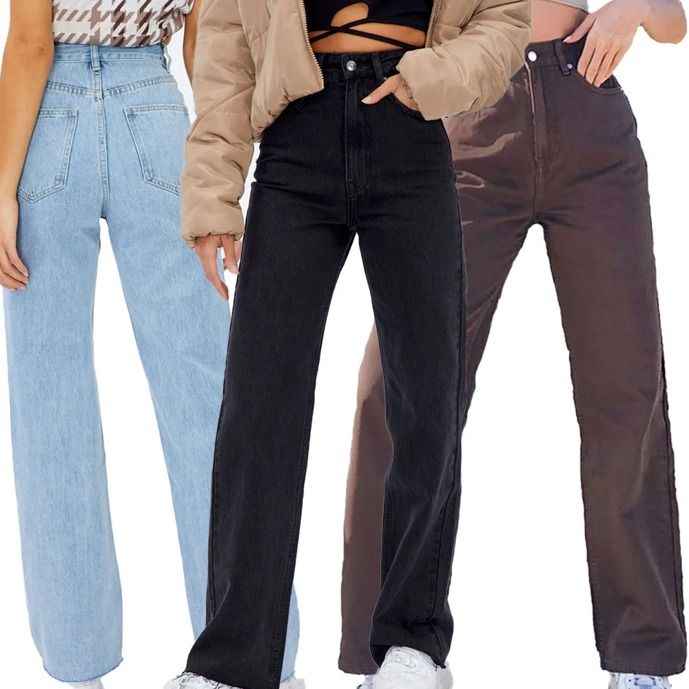 Women Denim Pants Straight Jeans 