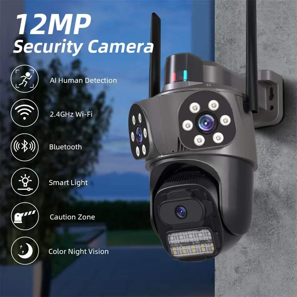 Outdoor Waterproof IP66 Dome Camera Two-Way Voice Intercom 10x Zoom Humanoid Tracking Motion Detection Supports SD Memory Card