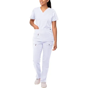 2026 Custom Hospital Private Label Comfortable Woven Short Sleeve Nursing Scrubs Uniform Sets