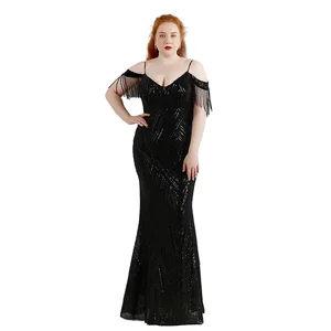 Customize Arrival Super Size 18581-S# Anti-Wrinkle Sequin Club Dress for Women Autumn Sexy Mom for Plus Size Women Fat Ladies