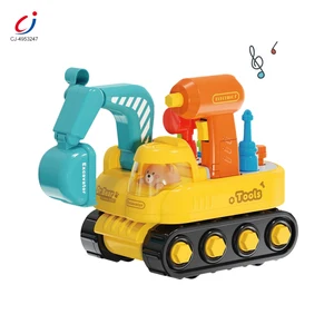 Chengji Excavator Toy Car Disassemblable Structure Screwdriver Cartoon Electric Excavator for Baby