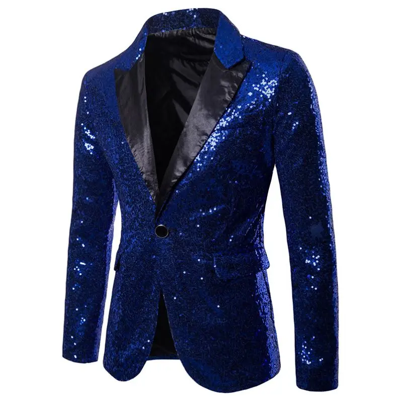 European and American Performance Dress Shiny Gold Sequins Suit Jacket Nightclub Host Studio Dance Bg Men's Blazer Coat_voghion.com