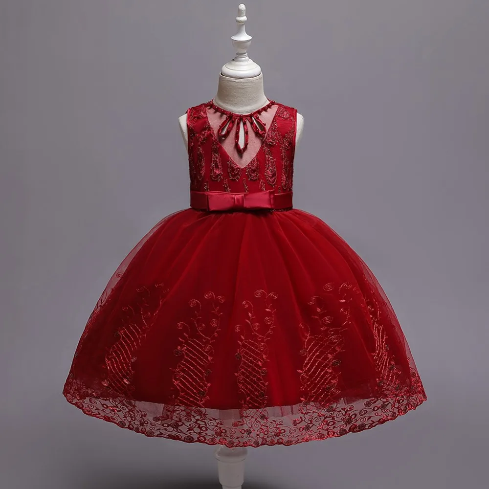 западная модель девушки Грейс платье 5 - летний шампанское детский костюм свидетельницы цветы рисунок детская одежда