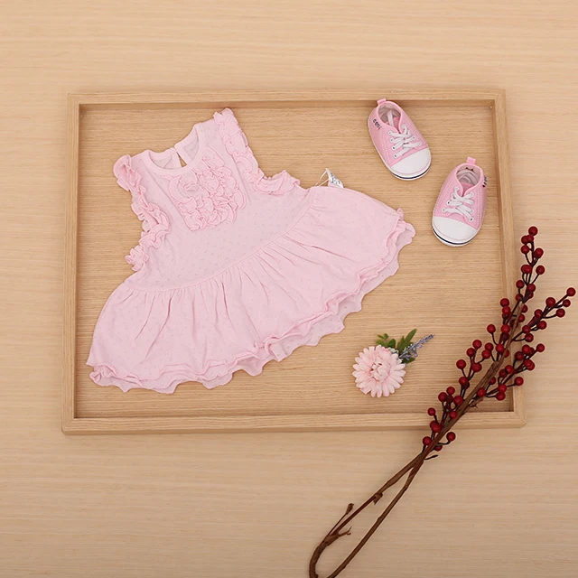 100% хлопок дышащий довольно лепесток рукав двухслойные летние платья для детей