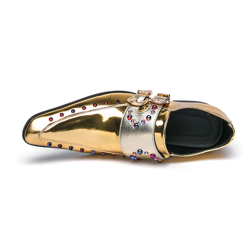 New High Quality Wholesale Gold Party Wear Shoes For Men Winklepickers Dress Shoes Fashion Cow Boy Spain Matador Style 2024