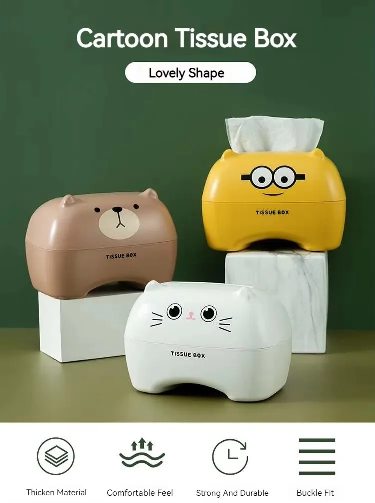 Most Popular Large Capacity Waterproof Cartoon Napkin Storage Box Simple Creative Design Tissue Pumping Tray details