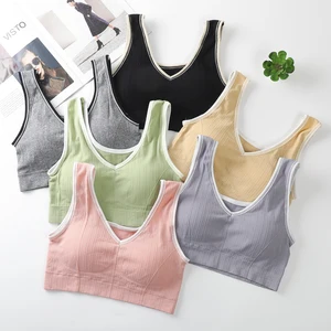 OEM New High-quality Solid Color Women's Vest Fixed Cup Comfortable and Simple Bra Wide Shoulder Strap Tube Top