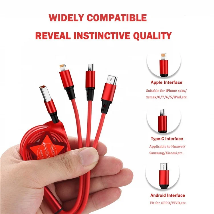 
 Лидер продаж Amazon, быстрая зарядка 2,4 А, 3 в 1, Выдвижной USB-кабель для передачи данных, зарядный кабель для Type-C Micro для android, iPhone  