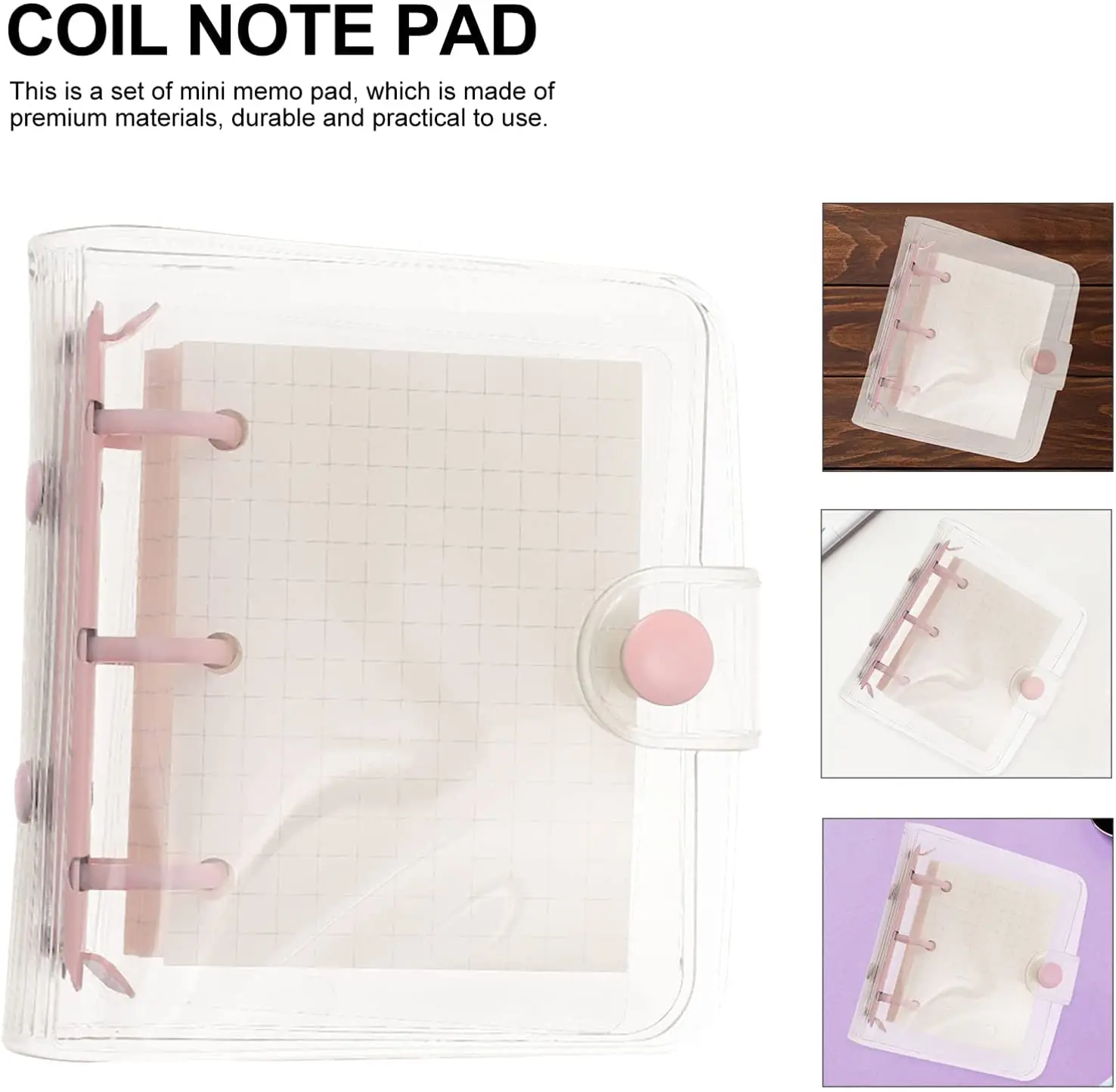 2 Set Mini Transparent 3 Ring Binder Covers With Mini Binder Inner Paper Pockets Clear Soft Plastic Notebook Closure Loose Leaf Folder Round Ring