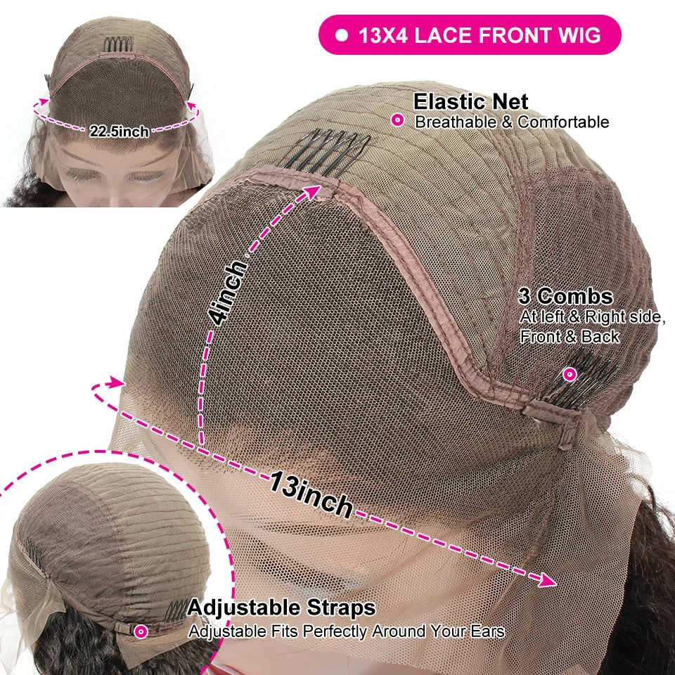 200 Density Curly Lace Frontal Wig 30 40 Inch 13x4 Lace Front Human Hair Wig Brazilian Water Deep Wave Wigs_voghion.com
