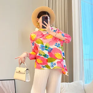 2026 New Summer Stylish Casual Pink  Top for Women Polyester Loose T-Shirt for Fat Girls Slimming Knitted
