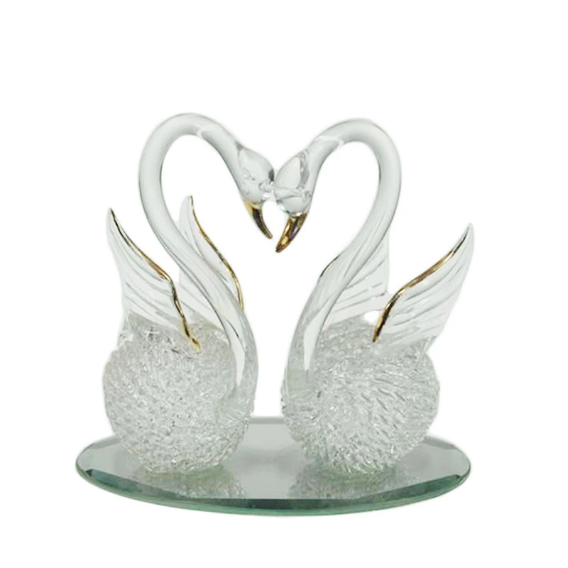 OEM crystal hand blown glass swans for wedding decoration personalized best selling valentines gifts