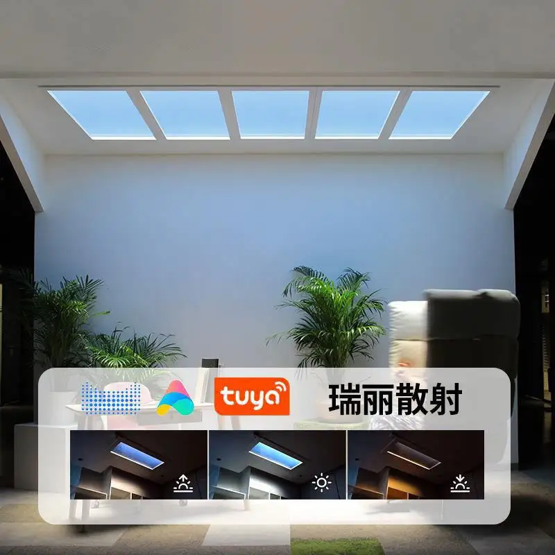 Smart Wifi APP Remote Control 300x300 300x600 600*1200 Natural Daylight Blue Sky Light LED Ceiling Panel Artificial Skylight
